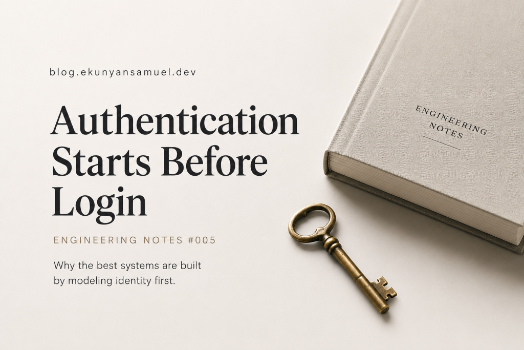 Authentication System Design illustrating identity modelling before authentication implementation